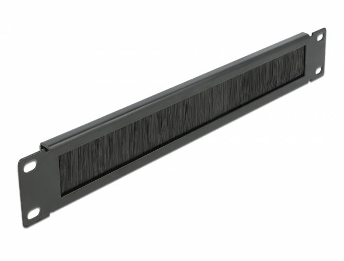 Delock Cable Management Brush Strip - Kabelmanagementblende mit Bürste - Schwarz - 1U - 48.3 cm (19")