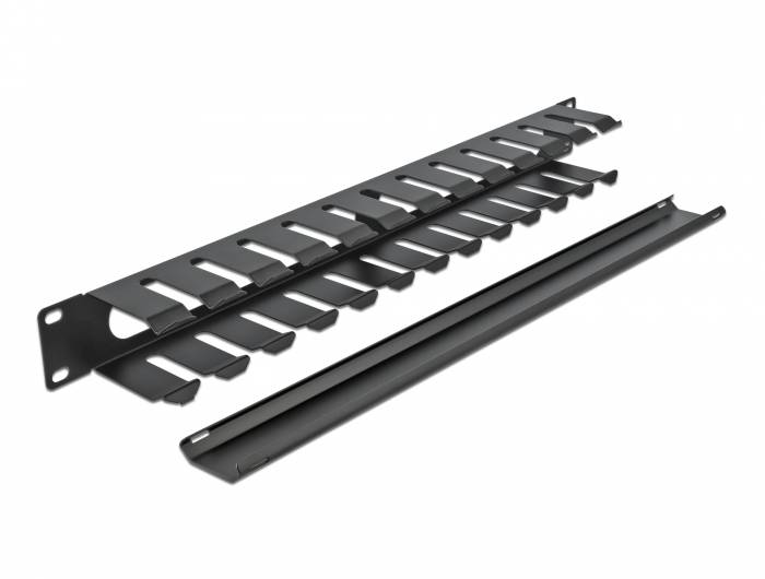 Delock - Kabelführungsplatte für Schaltschrank - Schwarz - 1U - 48.3 cm (19"")