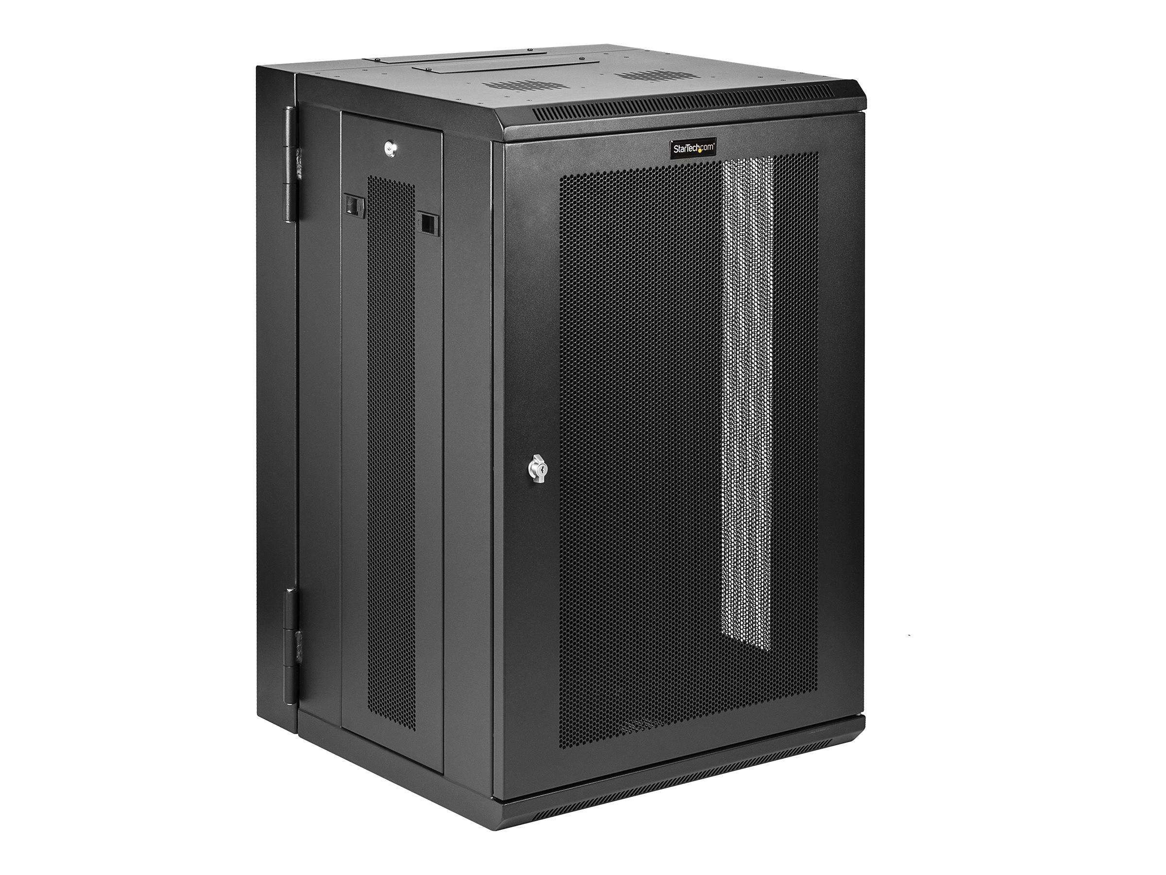 StarTech.com 18U 19"" Wall Mount Network Cabinet, 16"" Deep Hinged Locking IT Network Switch Depth Enclosure, Assembled Ve