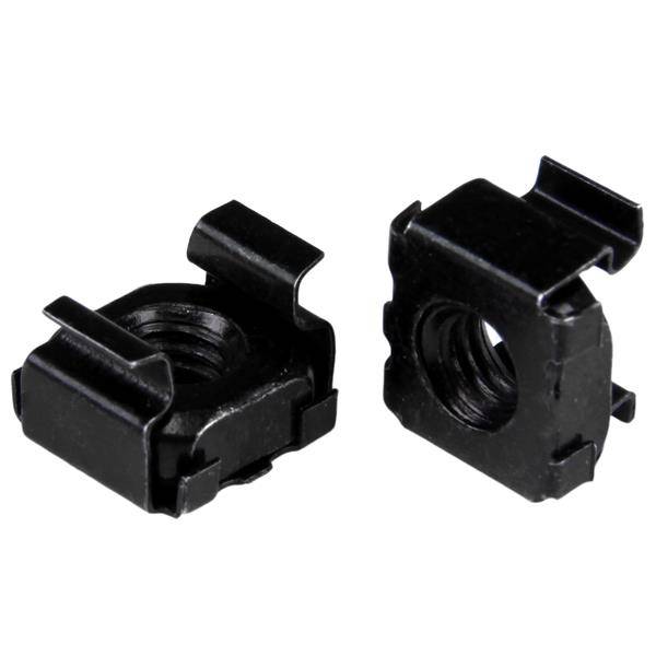 StarTech.com M6 Käfigmuttern - 100er Pack - Schwarz - M6 Muttern für Server Racks und Serverschränke - Käfigmuttern - Sc