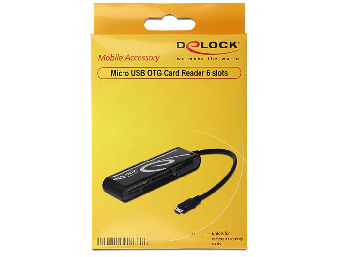 DeLOCK Micro USB OTG Card Reader 5 Slot - Kartenleser (CF I, CF II, MS, MMC, SD, xD, MS PRO Duo, microSD, SDHC, microSDH
