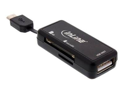 INLINE - OTG Card Reader Dual Flex - für SD+microSD - mit USB Buchse+2 Kartenslots