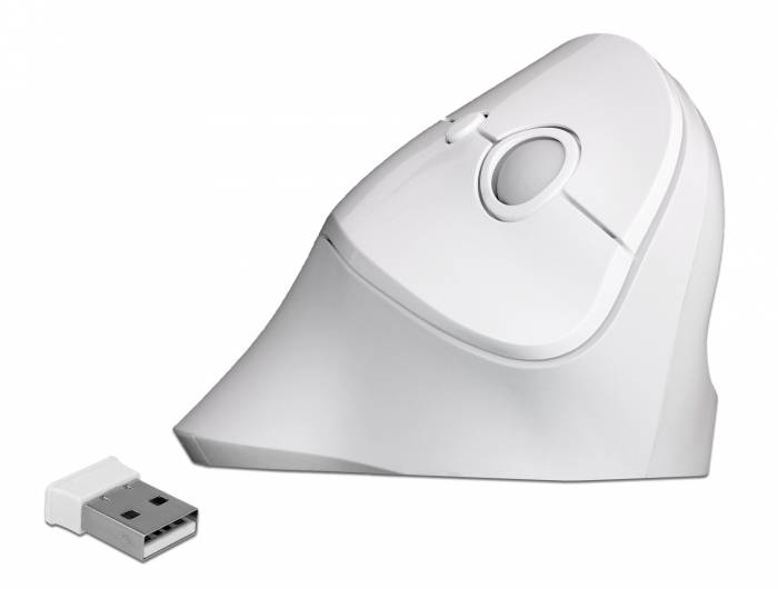 Delock Ergonomic - Vertikale Maus - ergonomisch - Für Rechtshänder - optisch - 6 Tasten - kabellos - 2.4 GHz - kabelloser Empfänger (USB)