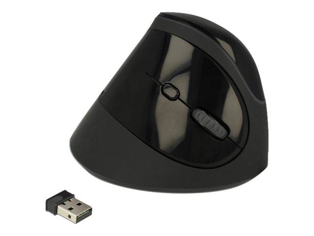 Delock Ergonomic - Vertikale Maus - ergonomisch - Für Rechtshänder - optisch - 6 Tasten - kabellos - 2.4 GHz - kabellose