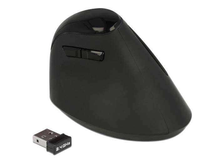Delock Ergonomic - Vertikale Maus - ergonomisch - Für Rechtshänder - optisch - 6 Tasten - kabellos - 2.4 GHz - kabellose
