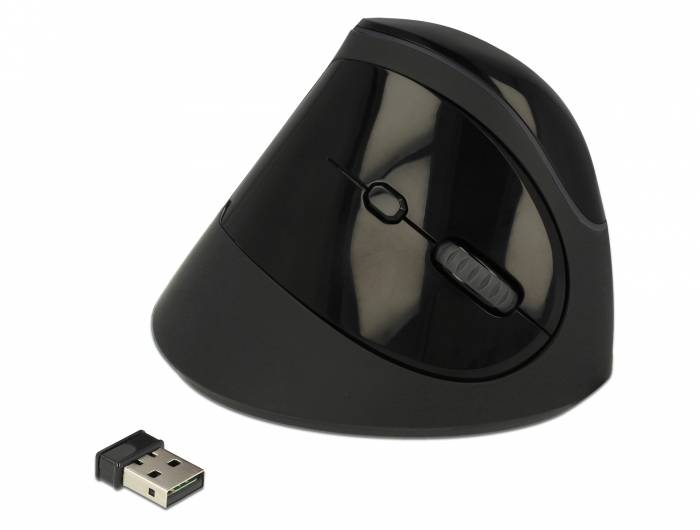 Delock Ergonomic - Vertikale Maus - ergonomisch - Für Rechtshänder - optisch - 6 Tasten - kabellos - 2.4 GHz - kabellose
