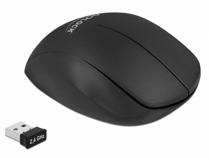 DeLOCK Ergonomic - Maus - ergonomisch - Für Rechtshänder - optisch - 3 Tasten - kabellos - 2.4 GHz - kabelloser Empfänger (USB)