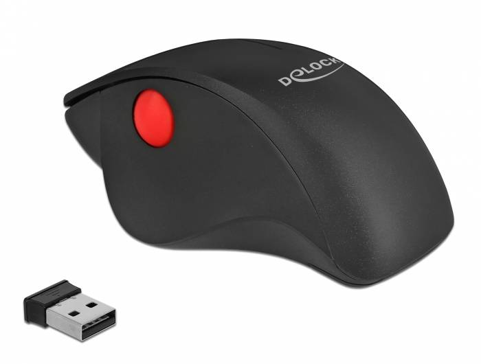 DeLOCK Ergonomic - Maus - ergonomisch - Für Rechtshänder - optisch - 3 Tasten - kabellos - 2.4 GHz - kabelloser Empfänger (USB)