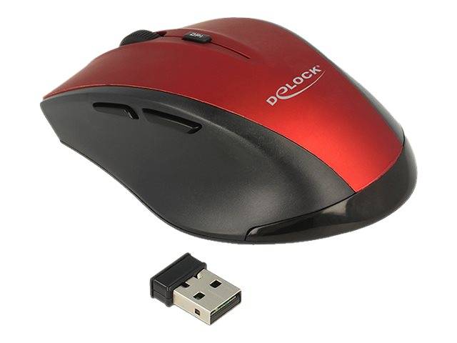 DeLOCK - Maus - ergonomisch - Für Rechtshänder - optisch - 5 Tasten - kabellos - 2.4 GHz - kabelloser Empfänger (USB)