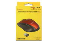 DeLOCK - Maus - ergonomisch - Für Rechtshänder - optisch - 5 Tasten - kabellos - 2.4 GHz - kabelloser Empfänger (USB)