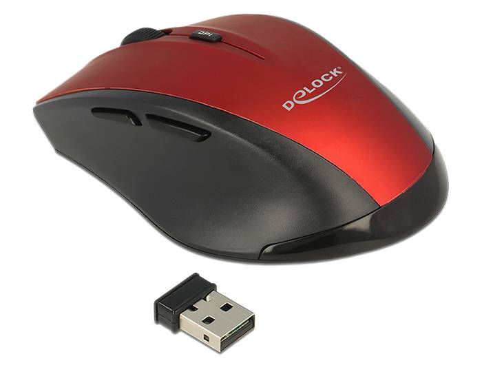 DeLOCK - Maus - ergonomisch - Für Rechtshänder - optisch - 5 Tasten - kabellos - 2.4 GHz - kabelloser Empfänger (USB)