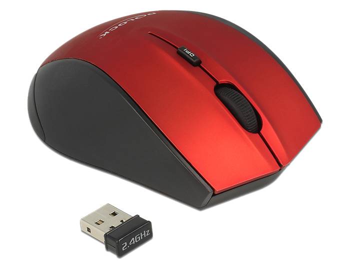 DeLOCK - Maus - ergonomisch - Für Rechtshänder - optisch - 5 Tasten - kabellos - 2.4 GHz - kabelloser Empfänger (USB)