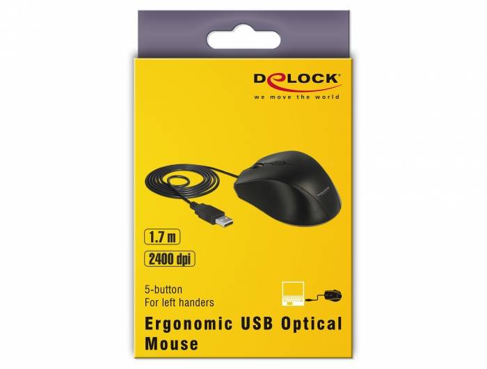 DeLOCK - Maus - Für Linkshänder - optisch - 5 Tasten