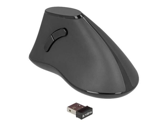 Delock Ergonomic - Vertikale Maus - ergonomisch - Für Rechtshänder - optisch - 5 Tasten - kabellos - 2.4 GHz - kabellose