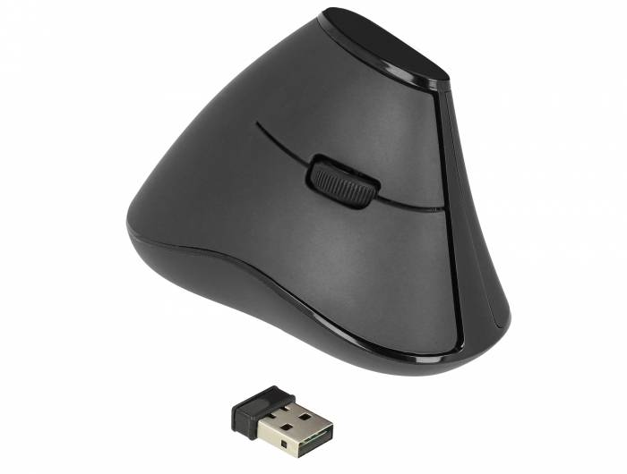 Delock Ergonomic - Vertikale Maus - ergonomisch - Für Rechtshänder - optisch - 5 Tasten - kabellos - 2.4 GHz - kabellose