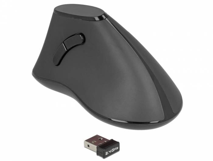 Delock Ergonomic - Vertikale Maus - ergonomisch - Für Rechtshänder - optisch - 5 Tasten - kabellos - 2.4 GHz - kabellose