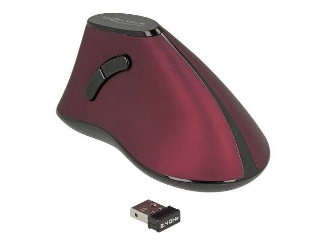 Delock - Vertikale Maus - ergonomisch - Für Rechtshänder - optisch - 5 Tasten - kabellos - 2.4 GHz - kabelloser Empfänge