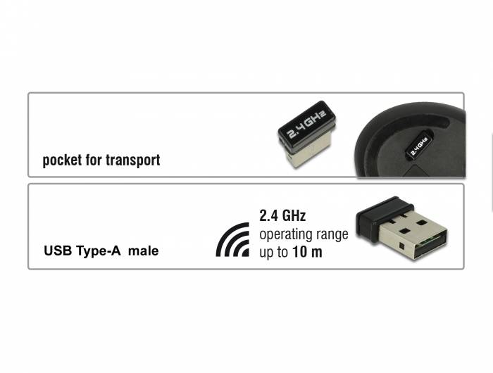 Delock - Vertikale Maus - ergonomisch - Für Rechtshänder - optisch - 5 Tasten - kabellos - 2.4 GHz - kabelloser Empfänge