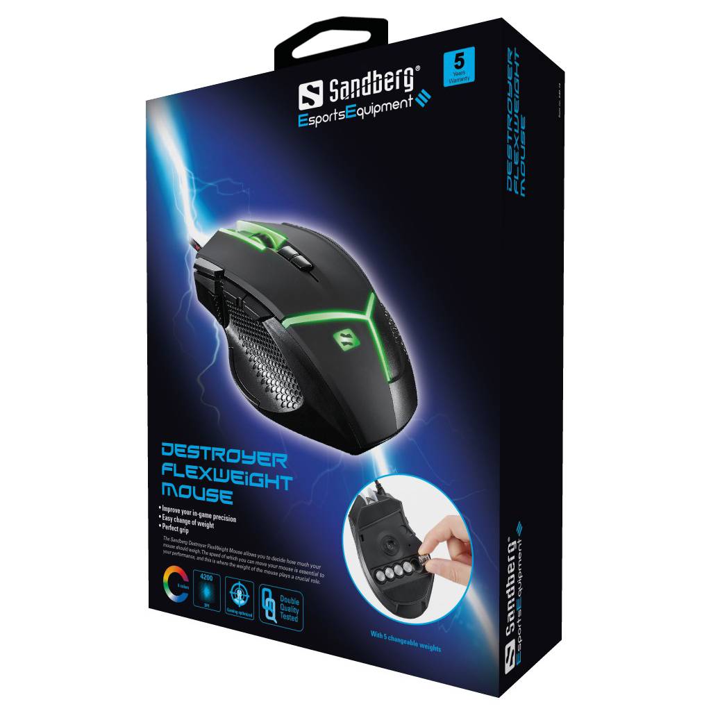 Sandberg Destroyer FlexWeight - Maus - 9 Tasten