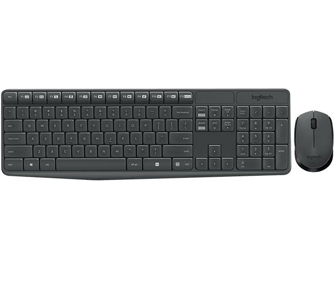 Logitech MK235, Standard, Kabellos, RF Wireless, Schwarz, Maus enthalten
