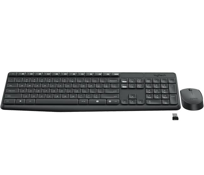 Logitech MK235, Standard, Kabellos, RF Wireless, Schwarz, Maus enthalten