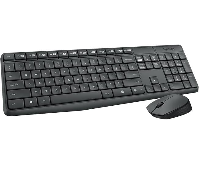 Logitech MK235, Standard, Kabellos, RF Wireless, Schwarz, Maus enthalten