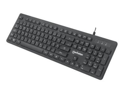 Manhattan Gaming USB Keyboard, Low Force Key Edition, 12 Multimedia Keys, Rainbow-LED Backlighting, USB-A, Black, Retail