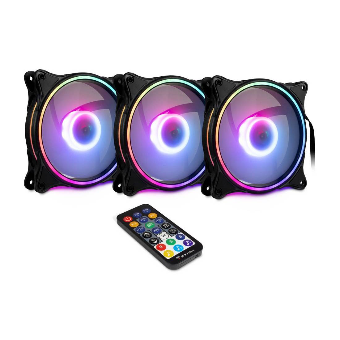 Lüfter 120x120x25 ARGUS RGB-FAN SET RS-08, 3X