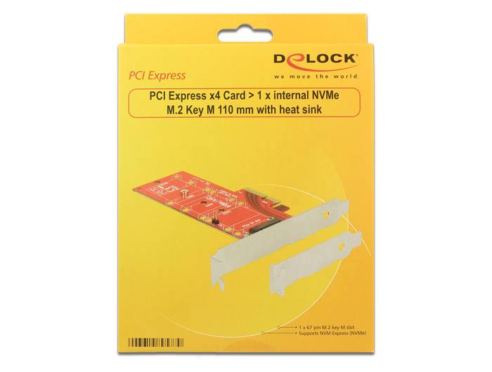 DeLOCK PCI Express x4 Card > 1 x internal NVMe M.2 Key M 110 mm with heat sink