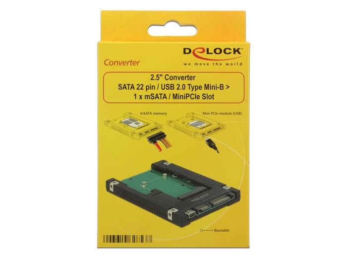 DeLOCK - Speicher-Controller - 2,5" auf mSATA / M.2-Standard (6,4 cm auf mSATA / M.2-Standard)