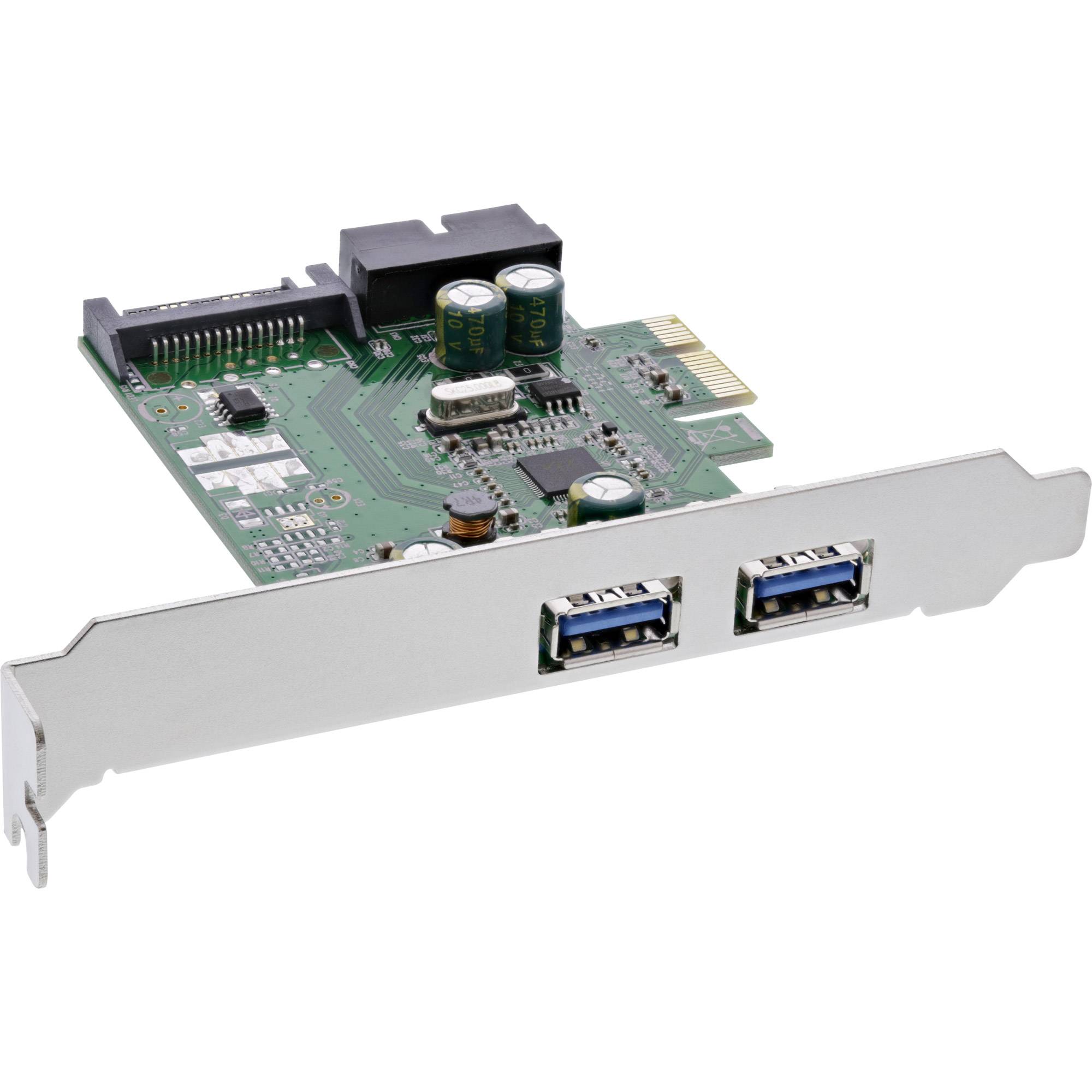 INLINE - Schnittstellenkarte - 2x+2x USB 3.0 - PCIe - mit SATA Strom + LP-Slotblech