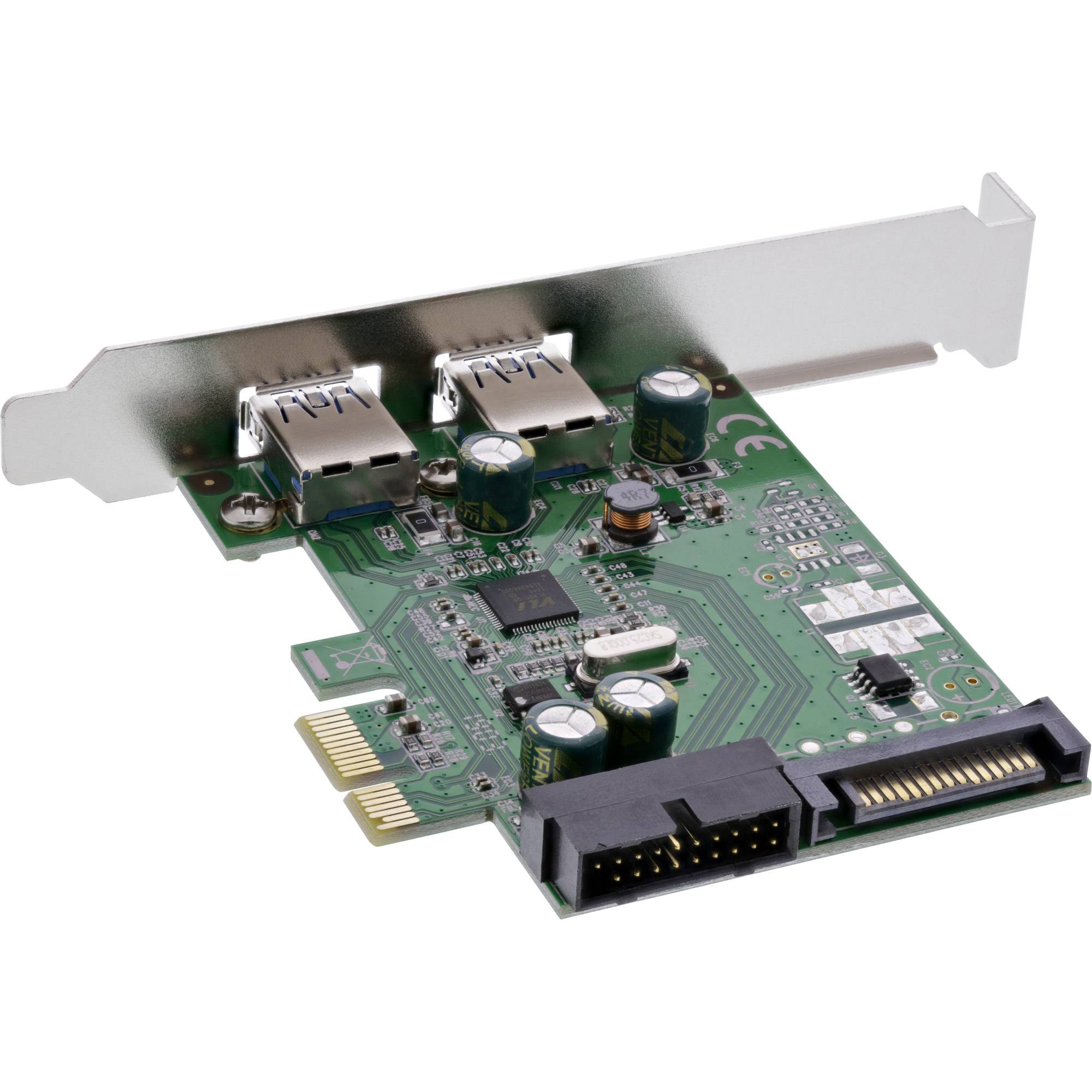 INLINE - Schnittstellenkarte - 2x+2x USB 3.0 - PCIe - mit SATA Strom + LP-Slotblech