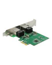 Eine PCI-Erweiterungskarte mit zwei Ethernet-Anschlüssen, dargestellt auf weißem Hintergrund.