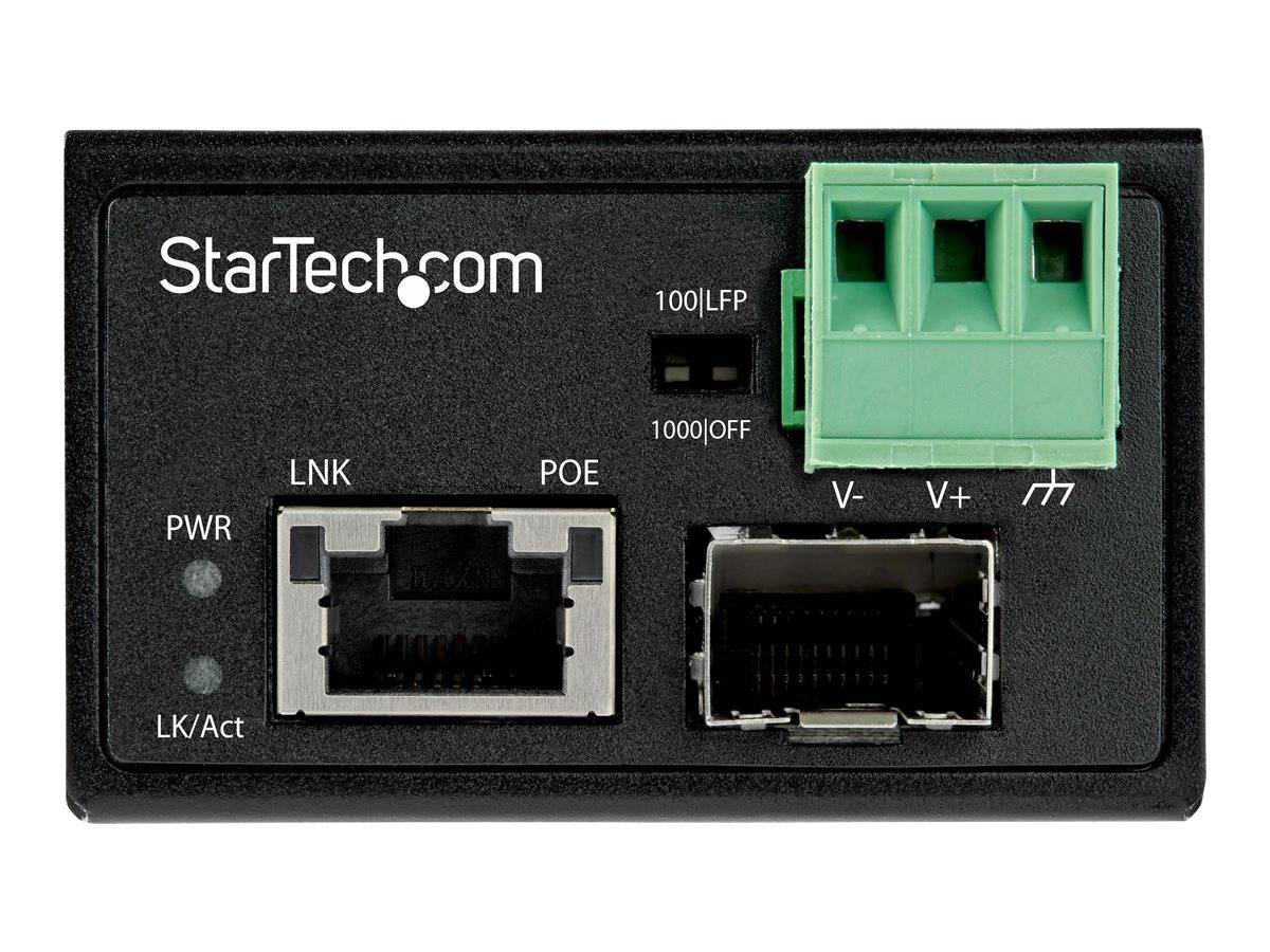 StarTech.com PoE + Industrial Media Converter 30W - Medienkonverter LWL Kupfer - Singlemode-/Multimode Glasfaser auf Kup