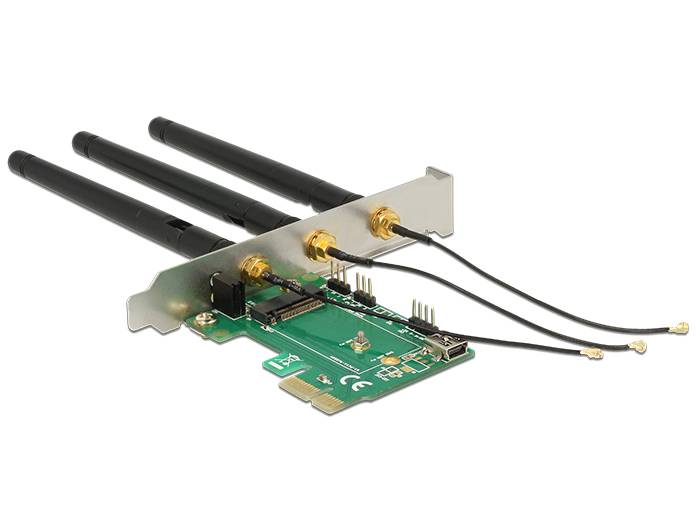 DeLOCK PCI Express Card > 1 x internal M.2 Key A Slot with 3 external Antennas