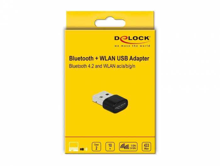 Delock Bluetooth 4.2 and Dualband WLAN ac/a/b/g/n 433 Mbps USB Adapter
