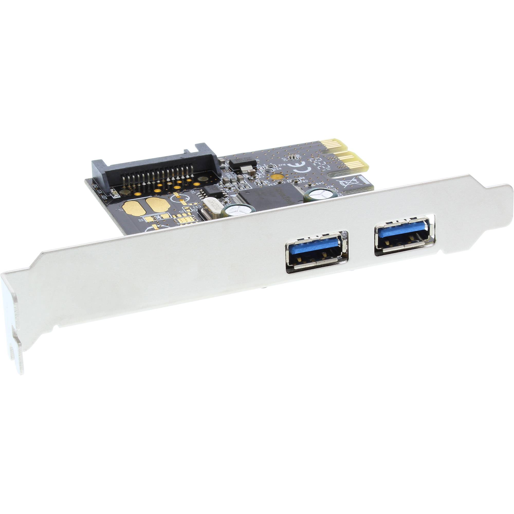 INLINE - Schnittstellenkarte - 2x USB 3.0 - PCIe - mit SATA Strom