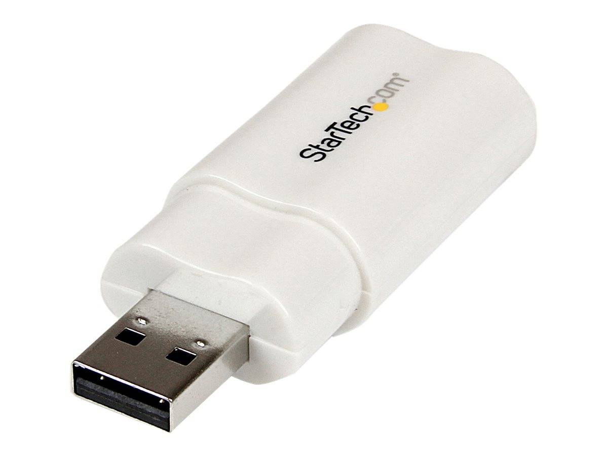 Weiß StarTech.com USB-Speicherstick mit metallischem USB-A-Anschluss auf einfachem Hintergrund.