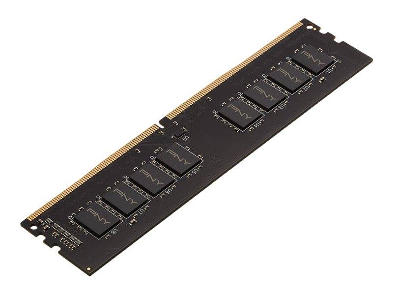 Schwarzes Computer-RAM-Speichermodul diagonal auf weißem Hintergrund dargestellt.