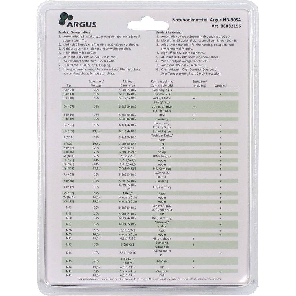 INTER-TECH - Argus NB-90SA - Netzteil - Wechselstrom 100-240 V