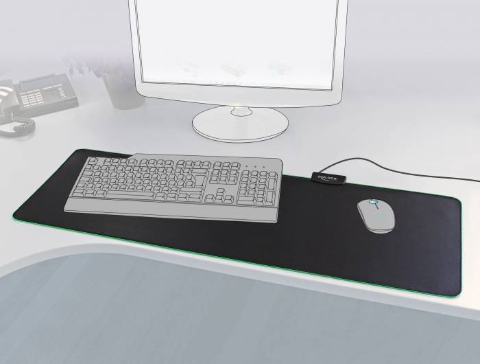 DeLOCK - Beleuchtetes Mousepad - Schwarz