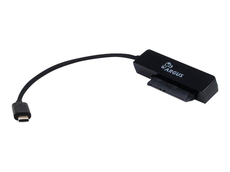 USB-C auf SATA Adapterkabel mit einem Argus-Marken-Steckerblock und USB-C-Stecker auf weißem Hintergrund