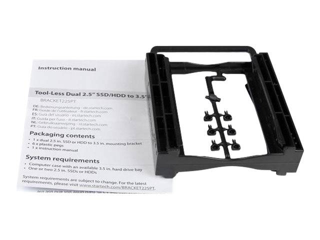 StarTech.com Dual 2,5 SSD/HDD Einbaurahmen für 3,5 Laufwerksschacht - Werkzeuglose Installation - 2 Laufwerks Adapter -