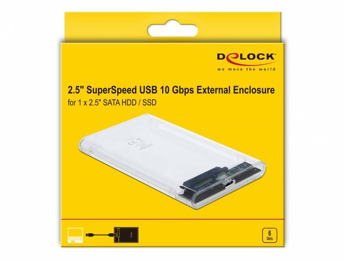 Delock 2.5 External Enclosure SATA HDD > USB 3.0 - Speichergehäuse - 2.5"" (6.4 cm)