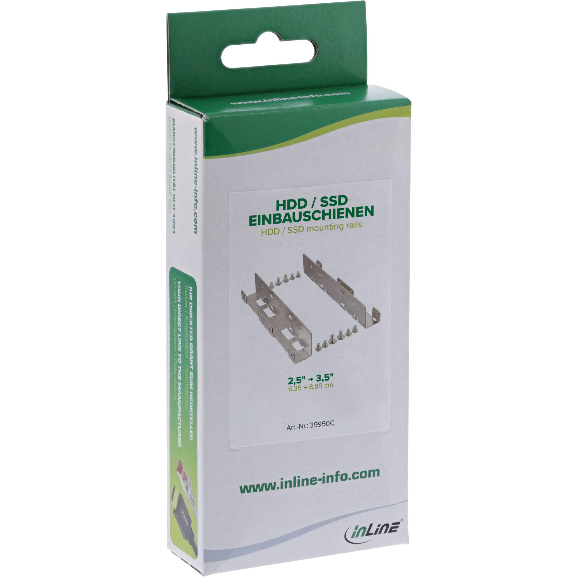 INLINE - HDD/SSD Einbauschienen - 2x 6,35cm (2,5"") zu 8,89cm (3,5"") - silber