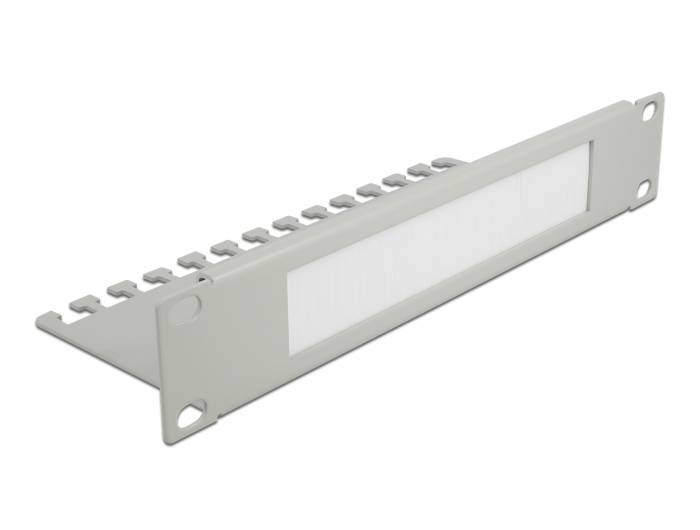 DeLOCK Cable Management Brush Strip with Cable Support Plate - Kabelführungspanel mit Bürste - Grau - 1U - 25.4 cm (10")