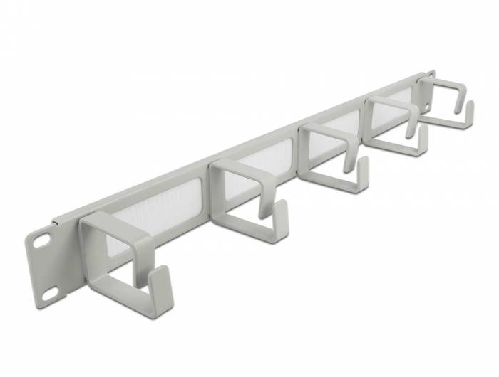 DeLOCK Cable Management Brush Strip with 5 hooks - Kabelführungspanel mit Bürste - Grau - 1U - 48.3 cm (19")
