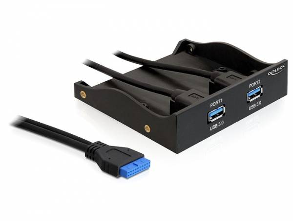 DeLOCK USB 3.0 Front Panel 2-Port - Anschlüsse am vorderen Bedienfeld des Speicherschachts