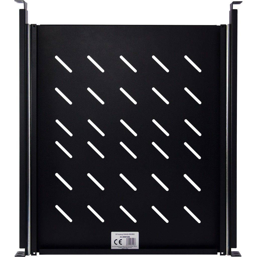 Schwarzes perforiertes Metallpaneel mit diagonalen Schlitzen und seitlichen Befestigungsschienen, dargestellt als Produktkomponente auf weißem Hintergrund.