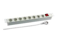 EFB 19" 1HE Steckdosenleiste 8 x CEE 7/3 , mit Schalter, RAL